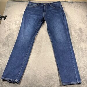 Lucky Brand 410 Athletic Straight Jeans Mens 38x34 Blue Denim Stretch